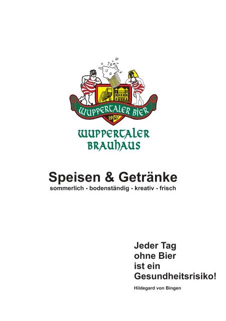 Speisekarte Brauhaus Wuppertal