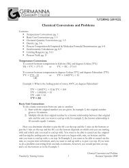 Chemical Conversions and Problems - Germanna Community College