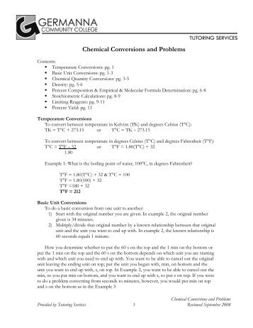 Chemical Conversions and Problems - Germanna Community College
