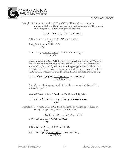 Chemical Conversions and Problems - Germanna Community College