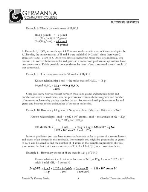 Chemical Conversions and Problems - Germanna Community College