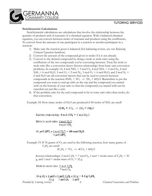 Chemical Conversions and Problems - Germanna Community College