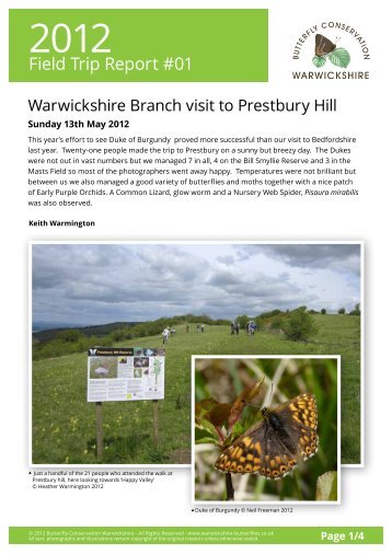 Prestbury Hill - Butterfly Conservation Warwickshire