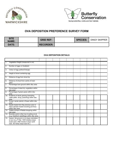 OVA DEPOSITION PREFERENCE SURVEY FORM