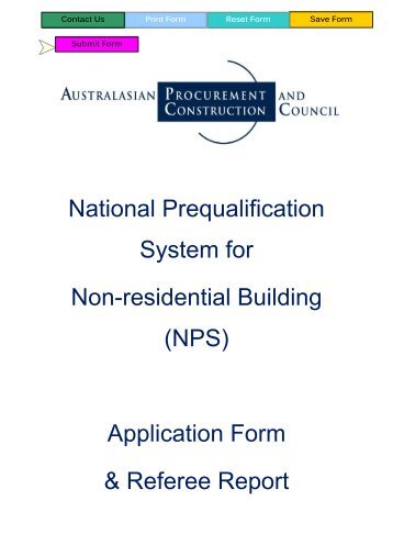 NPS Application Form and Referee Report - Australian Procurement ...