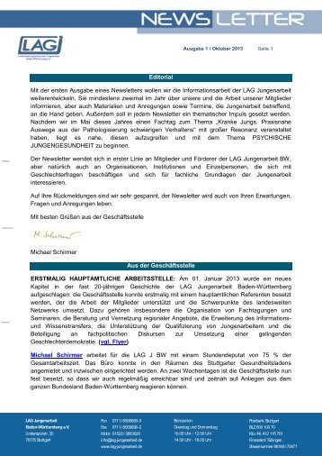 Newsletter 2013 - LAG Jungenarbeit Baden-Württemberg