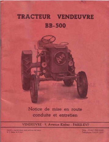 TRACTEUR VENDEUVRE BB - 500 - Amicale des vieilles soupapes