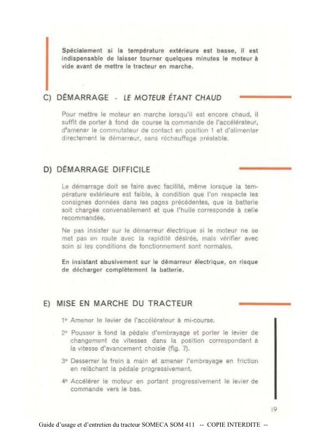 Guide d'usage et d'entretien du tracteur SOMECA SOM 411 ...