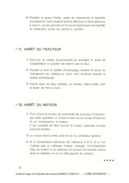 Guide d'usage et d'entretien du tracteur SOMECA SOM 411 ...