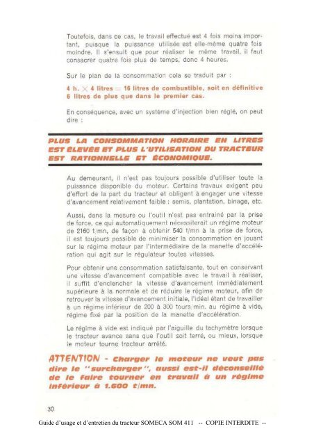 Guide d'usage et d'entretien du tracteur SOMECA SOM 411 ...