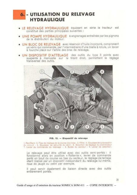 Guide d'usage et d'entretien du tracteur SOMECA SOM 411 ...