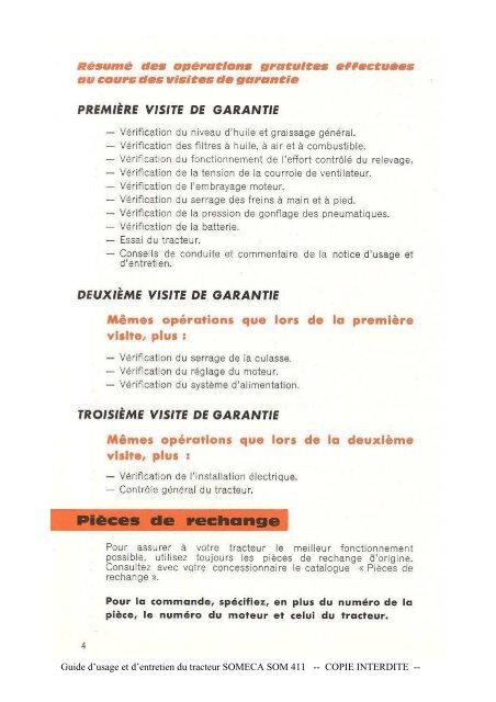 Guide d'usage et d'entretien du tracteur SOMECA SOM 411 ...