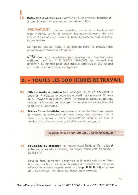 Guide d'usage et d'entretien du tracteur SOMECA SOM 411 ...