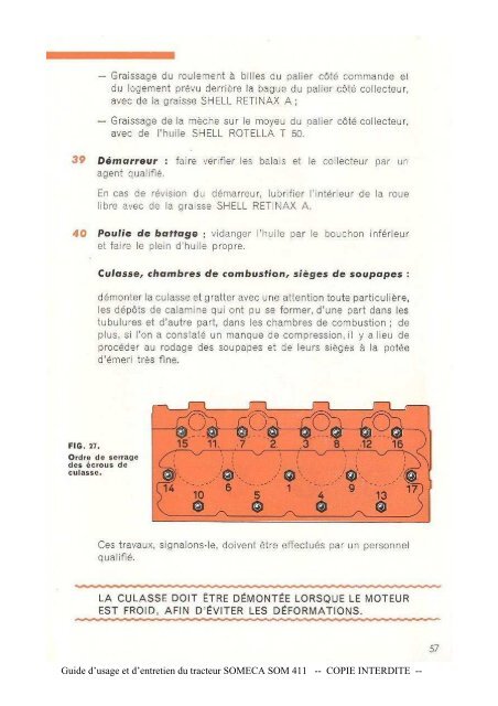 Guide d'usage et d'entretien du tracteur SOMECA SOM 411 ...