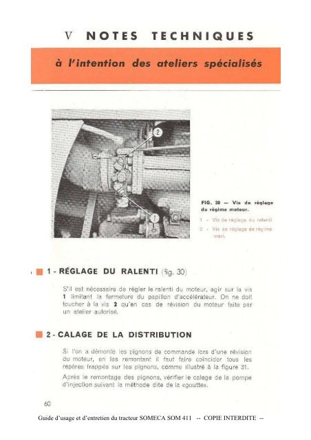 Guide d'usage et d'entretien du tracteur SOMECA SOM 411 ...