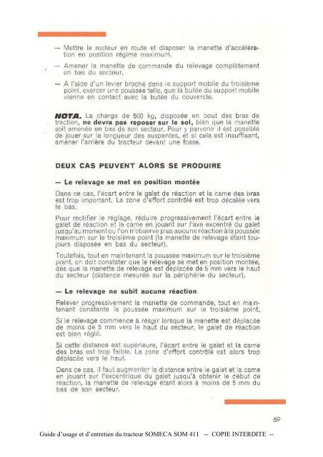 Guide d'usage et d'entretien du tracteur SOMECA SOM 411 ...