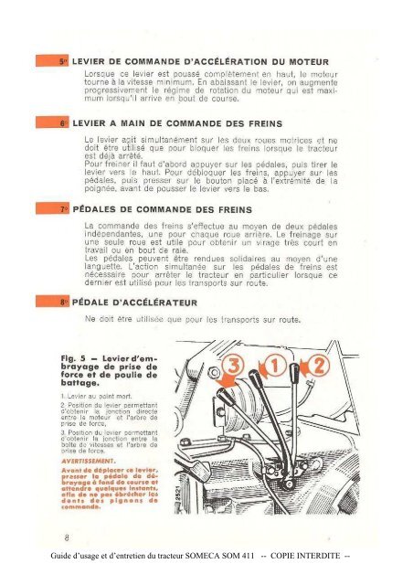 Guide d'usage et d'entretien du tracteur SOMECA SOM 411 ...