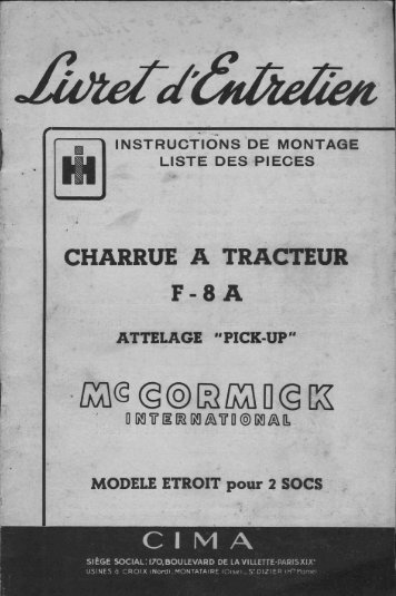 CHARRUE A TRACTEUR F - 8 A - Amicale des vieilles soupapes