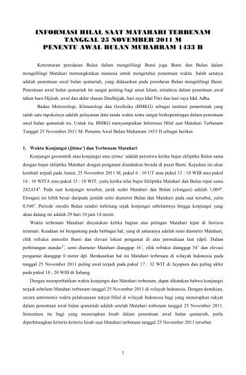 informasi hilal saat matahari terbenam tanggal 25 ... - BMKG