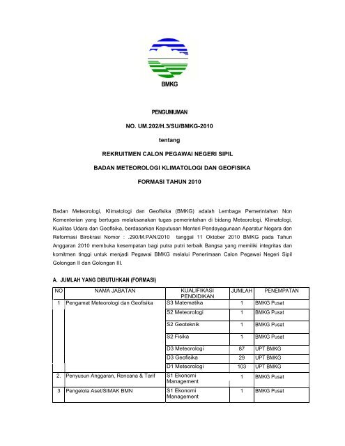 Pengumuman Bmkg 2010 Pakai Tandatangan Pak Andi