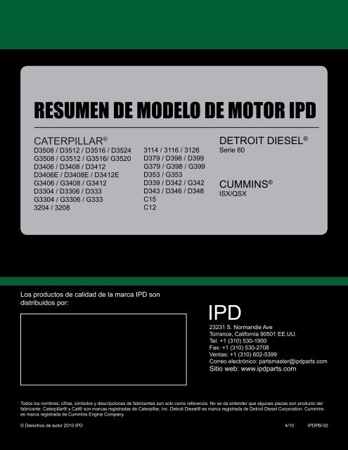 Productos IPD para CaterpillarÂ® 3508/3512/3516/3524 - from IPD