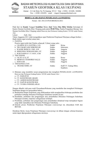 STASIUN GEOFISIKA KLAS I KUPANG - BMKG