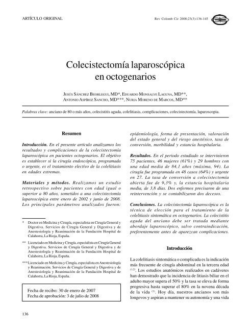 ColecistectomÃ­a laparoscÃ³pica en octogenarios - AsociaciÃ³n ...