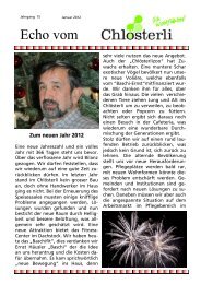 Ausgabe Januar / Zum neuen Jahr - Altersheim ChlÃ¶sterli, UnterÃ¤geri