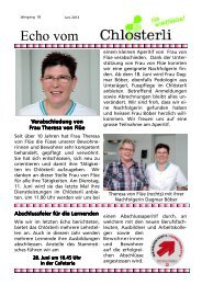 Ausgabe Juni / Wechsel der Podologin - Altersheim ChlÃ¶sterli ...