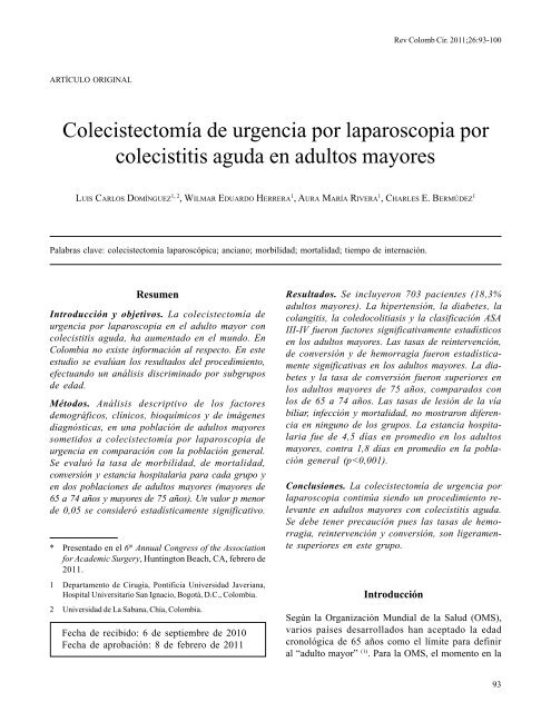 ColecistectomÃ­a de urgencia por laparoscopia por colecistitis aguda ...