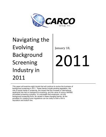 Navigating the Evolving Background Screening ... - Carco Group, Inc.