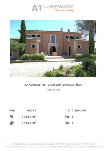 00093 â‚¬ 2.200.000 24.860 m2 6 474,56 m2 6 - A1 Villas Mallorca