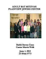 ADULT BAT MITZVAH PLAINVIEW JEWISH CENTER Rabbi Steven ...