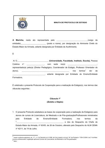 Minuta de Protocolo - Marinha de Guerra Portuguesa