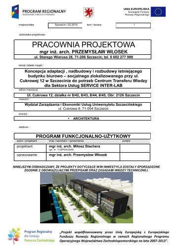 Program Funkcjonalno-użytkowy - Uniwersytet Szczeciński