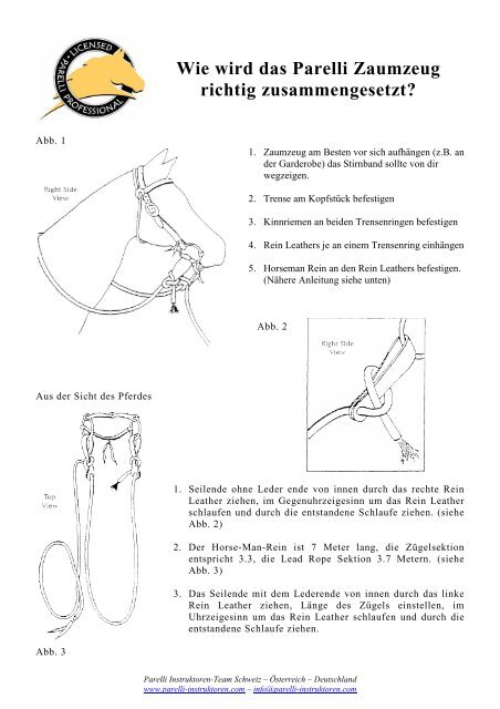 Wie wird das Parelli Zaumzeug richtig ... - Parelli Instruktoren
