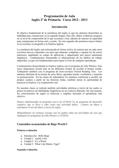 ProgramaciÃ³n de aula P2 - Colegio Mirabal