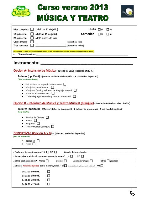 ficha de inscripciÃ³n mÃºsica - Colegio Mirabal