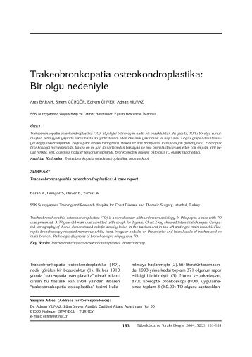 Trakeobronkopatia osteokondroplastika - TÃ¼berkÃ¼loz ve Toraks