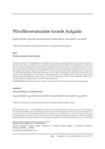 267-272 nÄ±rofibromatoziste tora - TÃ¼berkÃ¼loz ve Toraks