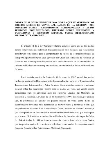 orden de 18 de diciembre de 2000, por la que se ... - Procesa