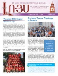 Vacation Bible School St. James' Second Pilgrimage to Armenia