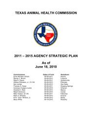 AGENCY STRATEGIC PLAN - Texas Animal Health Commission