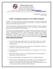 TAHC Accepting Comments on New Rule Proposals - Texas Animal ...
