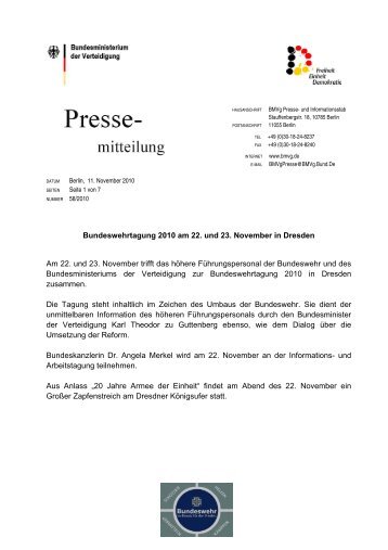 Bundeswehrtagung 2010 am 22. und 23. November in Dresden Am ...