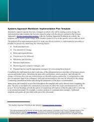 Systems Approach Workbook: Implementation Plan Template - EENet
