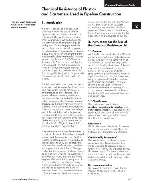 2 Chemical Resistance of Plastics and Elastomers Used in Pipeline ...