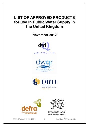 LIST OF APPROVED - Drinking Water Inspectorate - Defra