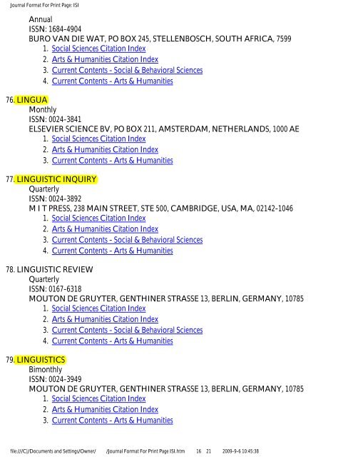 Journal Format For Print Page: ISI