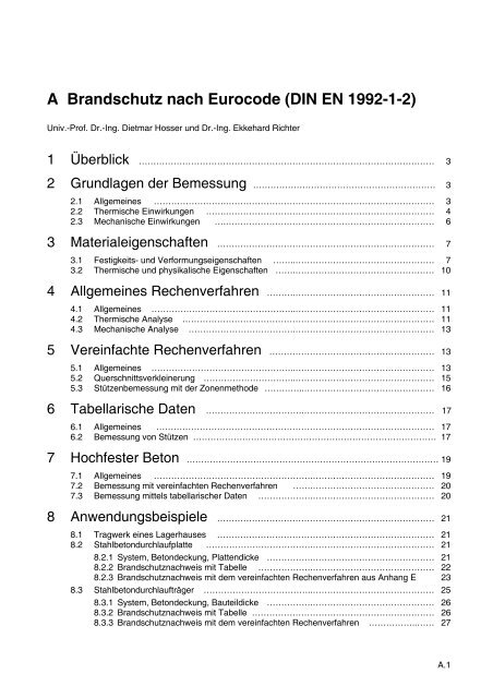 A Brandschutz nach Eurocode (DIN EN 1992-1-2)